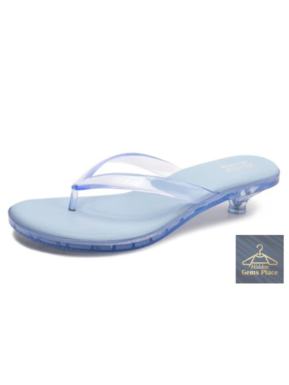 Jelly Flip Flops - Comfortable Kitten Heels Sandals Clear PVC Strap Non-Slip
